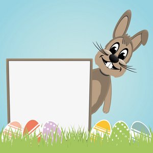 复活节兔子的招牌背后图片