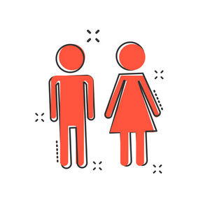 矢量卡通人物和女人的漫画风格的图标.wc 标志插图象形文字.