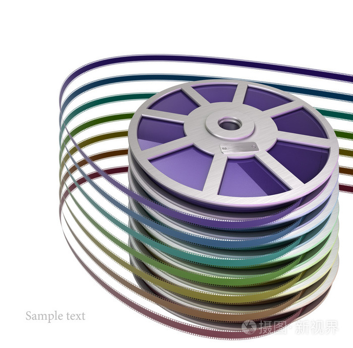 电影胶卷和白色背景 3d 图上孤立的地带