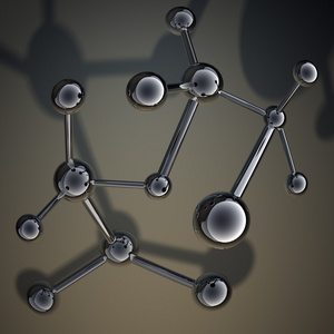 在背景上的简单钢分子结构 3d