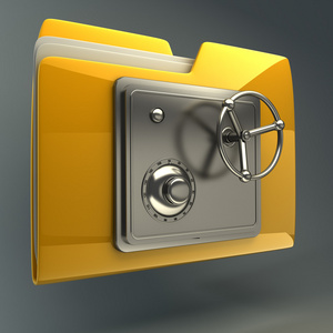 3d 插图的文件夹图标，带安全锁定拨号