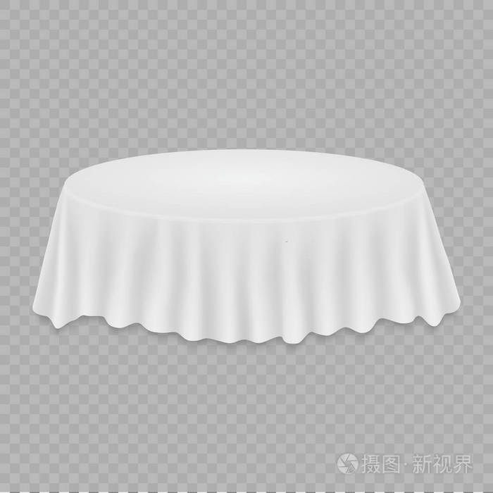 在白色背景上被隔离的桌子上的空圆桌布插画 正版商用图片05vc9j 摄图新视界