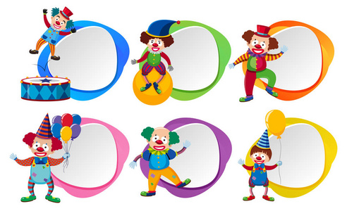 六小丑和颜色模板例证