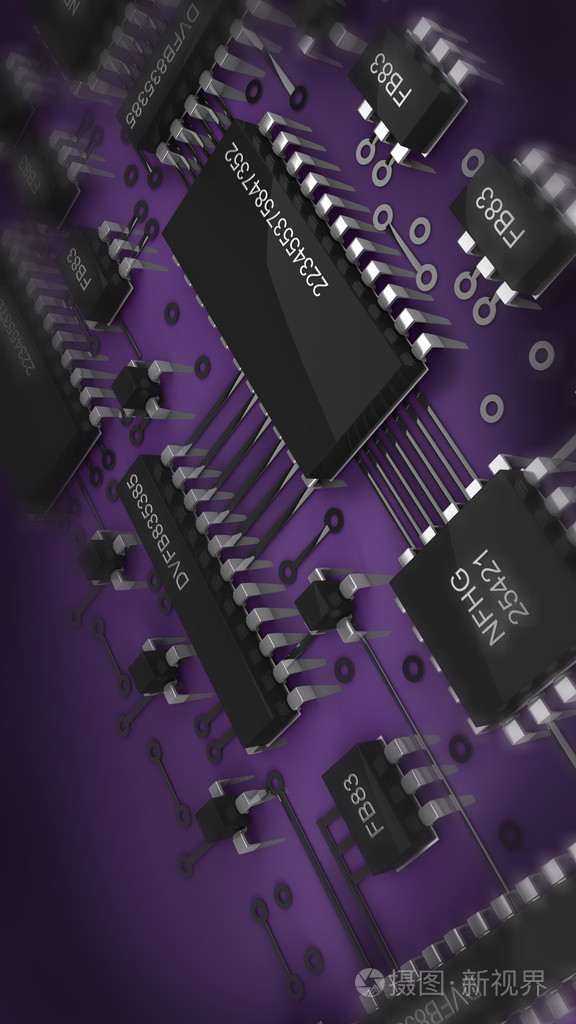 电路板.高分辨率 3d 数字生成的图像