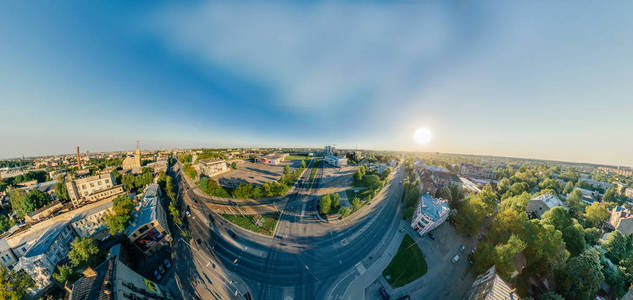 夏日图片为虚拟现实, 街道全景vr 控制器 3d 360 度轮廓天津城市饭忖