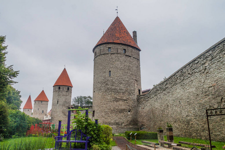 爱沙尼亚塔林老城的设防城墙