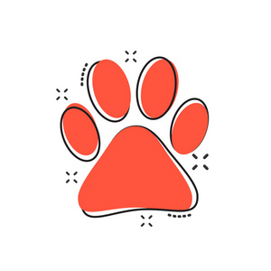 矢量卡通爪打印图标的漫画风格.狗, 猫, 熊爪标志插图象形文字.