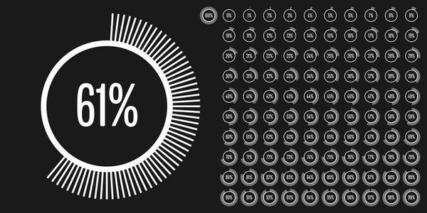 关系图圈百分比从 0 到 web 设计 用户界面 Ui 或图表指标与白从准备到使用 100 组