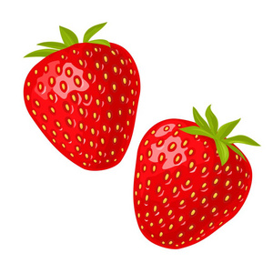 全片草莓和切片.矢量彩色平面插图, 用于菜单,海报.