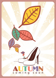 抽象与高跟鞋秋季矢量插画和枫叶