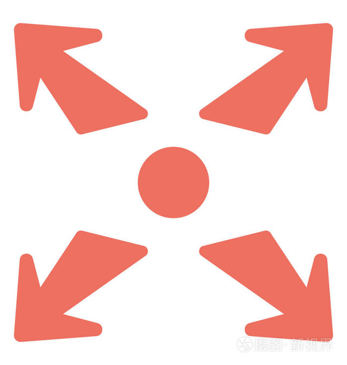 四箭头指向不同的方向交叉路前面标志