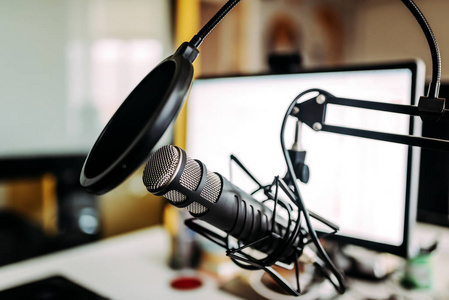 现代 radiostation 中麦克风的关闭视图照片