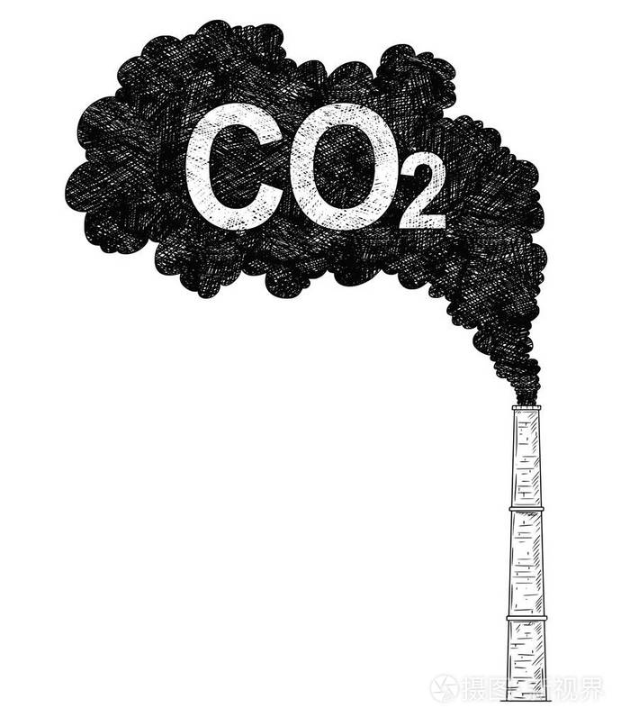 烟囱工业或工厂空气co2污染的矢量艺术图画插图