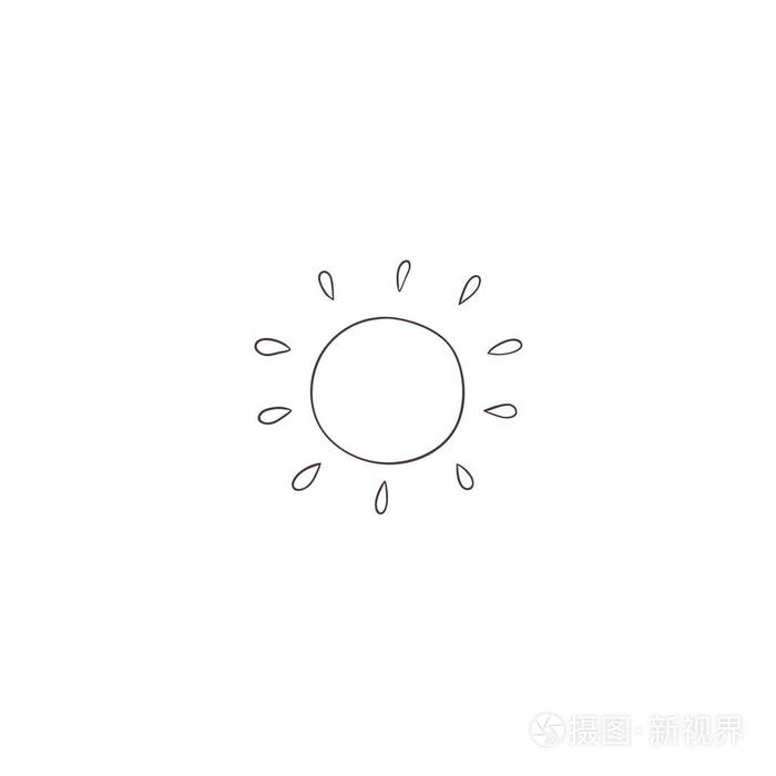 矢量素描手绘太阳图标