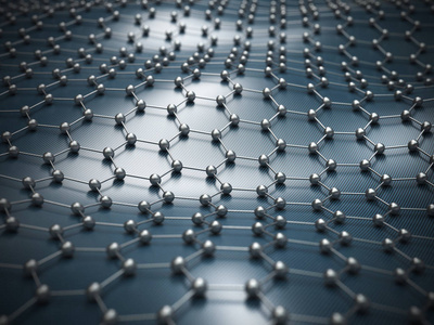 石墨烯分子网格, 石墨烯原子结构概念, 六角几何形式, 纳米技术背景3d 渲染