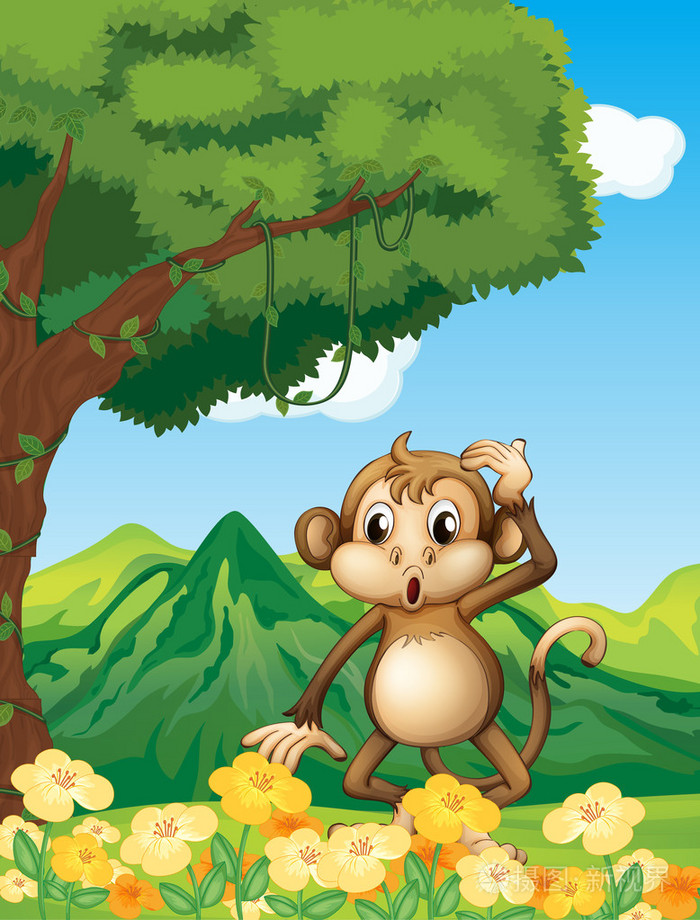 一只猴子山附近