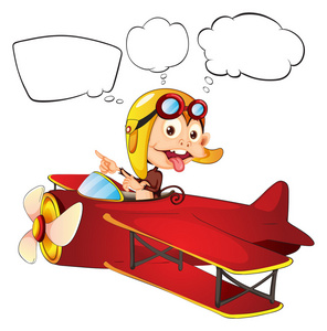 一只猴子骑在一个红色的平面上照片