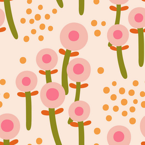 可爱和简单的纹理与花卉领域.抽象风格的花卉图案插画