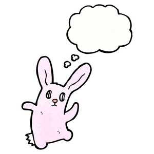 诡异的粉红色兔子与思想泡泡图片