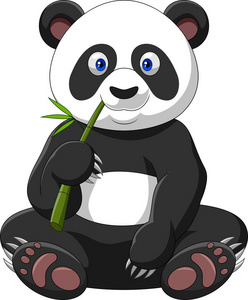 卡通熊猫吃竹子