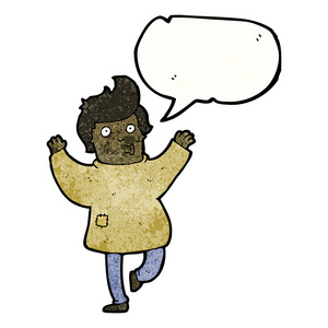 衣衫褴褛的衣服打了补丁的旧衣服的卡通人照片