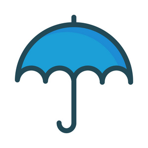 孤立在白色背景上的蓝色伞插画