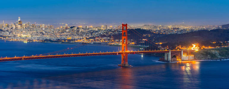 金门大桥在旧金山加利福尼亚美国太平洋西海岸日落黄昏