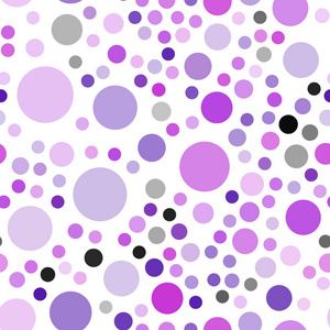 浅紫色, 粉红色矢量无缝图案与球体。插图与一套闪亮多彩的抽象圆圈。模式可用于未来的广告, 小册子