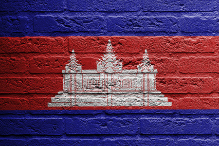 一幅画的一个标志，柬埔寨砖墙
