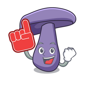 泡沫手指 blewit 蘑菇吉祥物卡通照片