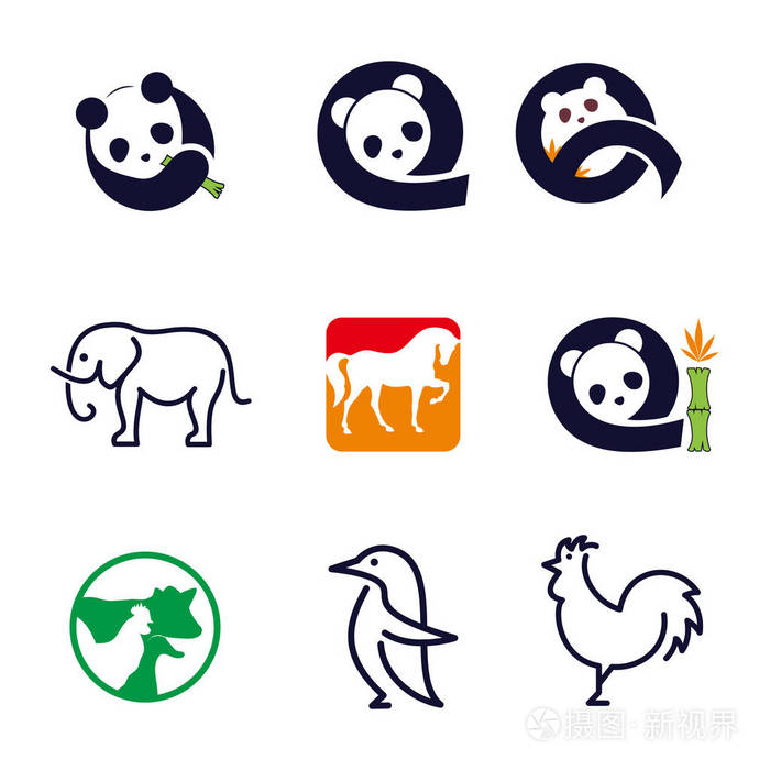 动物矢量集标志元素 企业品牌标识设计模板 动物设计收藏 矢量插图插画 正版商用图片05wsko 摄图新视界