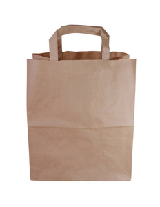 纸购物袋被隔离在白色背景上。包含的剪切路径