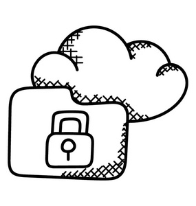 安全存储概念的云加密图标涂鸦