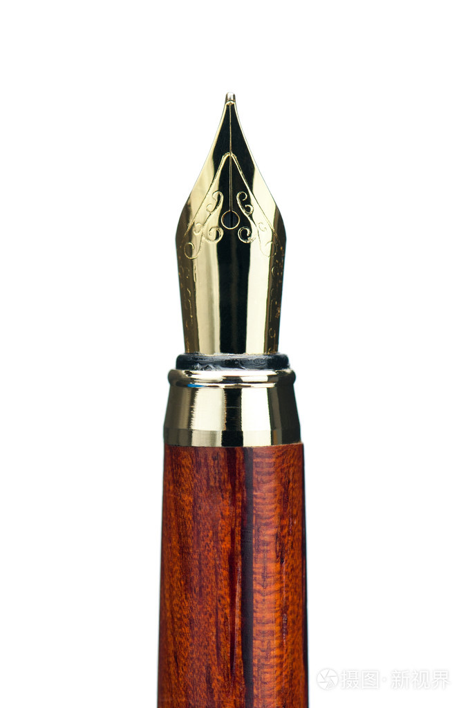 孤立在白色背景上的金钢笔笔尖