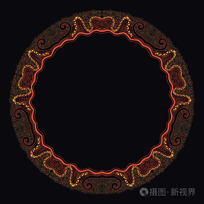在黑色装饰圆框