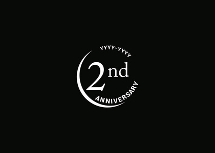 第二周第二周年纪念白色标志在黑色背景, 向量例证照片