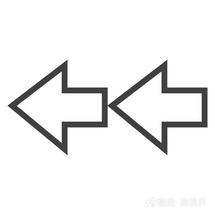 平面简单矢量图标两个箭头向左方向