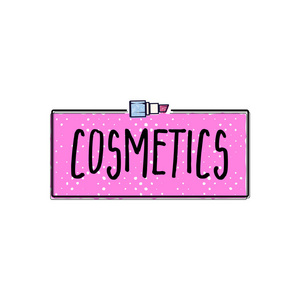 化妆品徽标, 手写字体。化妆室, 网络元素的博客, 名片网站