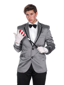 向导蝴蝶一位魔术师拿一根魔杖和球照片