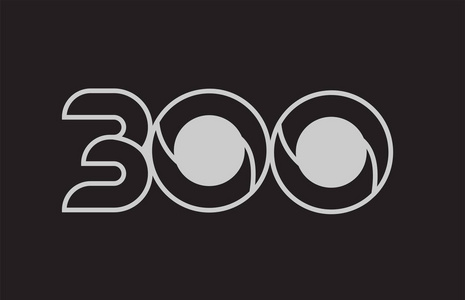 黑白数字300标志设计适合公司或企业