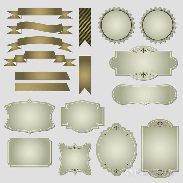 复古风格标签和丝带集