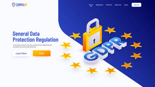 通用数据保护规则 Gdpr 概念加载页的矢量说明