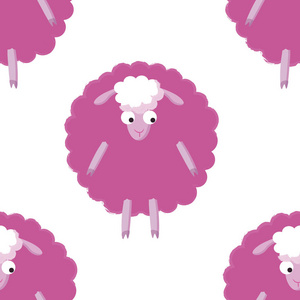 粉红可爱矢量羊羊图案插图