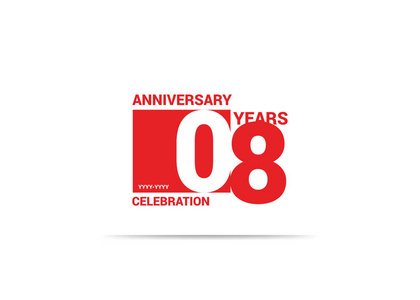 八年周年纪念红色标志在在白色背景, 向量例证照片
