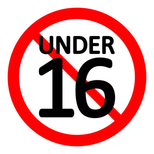 16年龄限制标志在白色背景.矢量插图照片