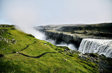 冰岛北部的 Dettifoss 瀑布。风景在冰岛