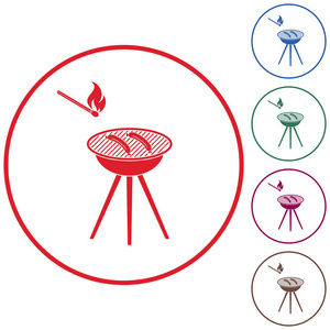 烧烤香肠图标。矢量插图