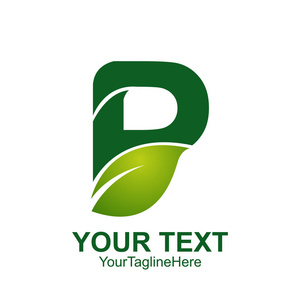 初始字母 P 徽标模板彩色绿叶设计业务和公司标识