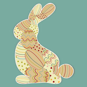装饰的复活节兔子剪影