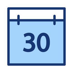 带数字30的蓝色日历插画